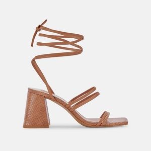 Dolce Vita Paxx Block Heel Sandal Wraparound Luggage Tan BNIB